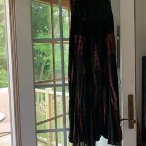 Boho tie die maxi skirt